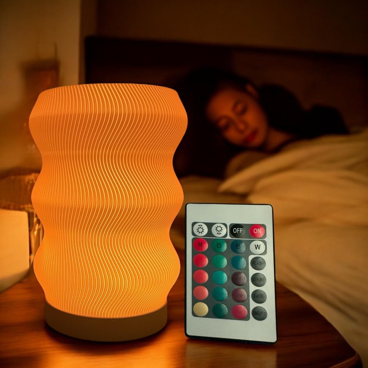 Delta Loom Wave Table Lamp - Modern Bedside Light for Bedroom