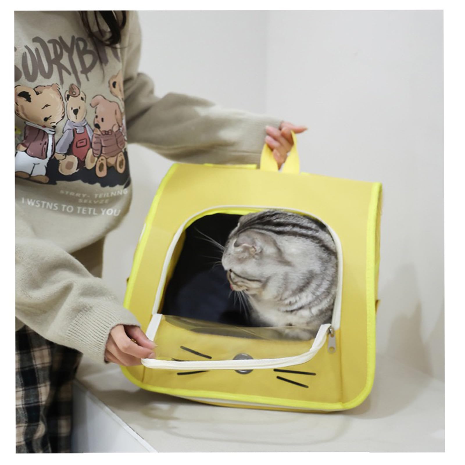 Zaino Per Animali Domestici Traspirante - Trasportino Per Gatti E Cani Fino A 15 Kg, Nero - Foto 5