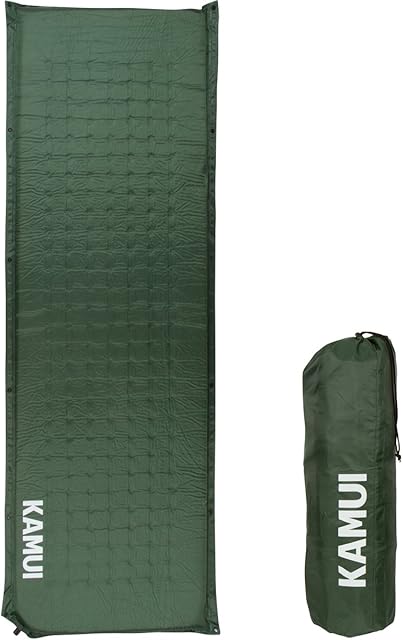KAMUI Self Inflating Sleeping Mat 5 cm Thick Pad Connectable with Multiple Mattresses for Tent and Family Camping (Green)