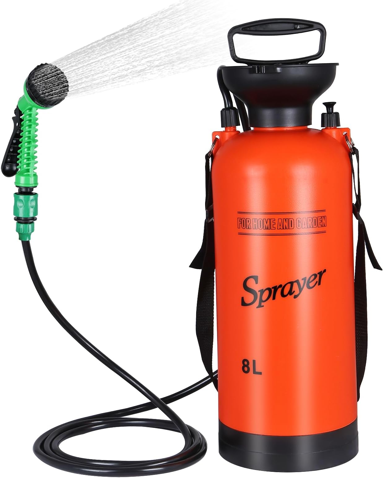 Portable Shower for Camping with 7 Spray Modes, Hand Press Camping Shower with Removable Hose and Shower Head,Pressure Rinse Kits for Hiking Traveling Garden Beach Pet Shower