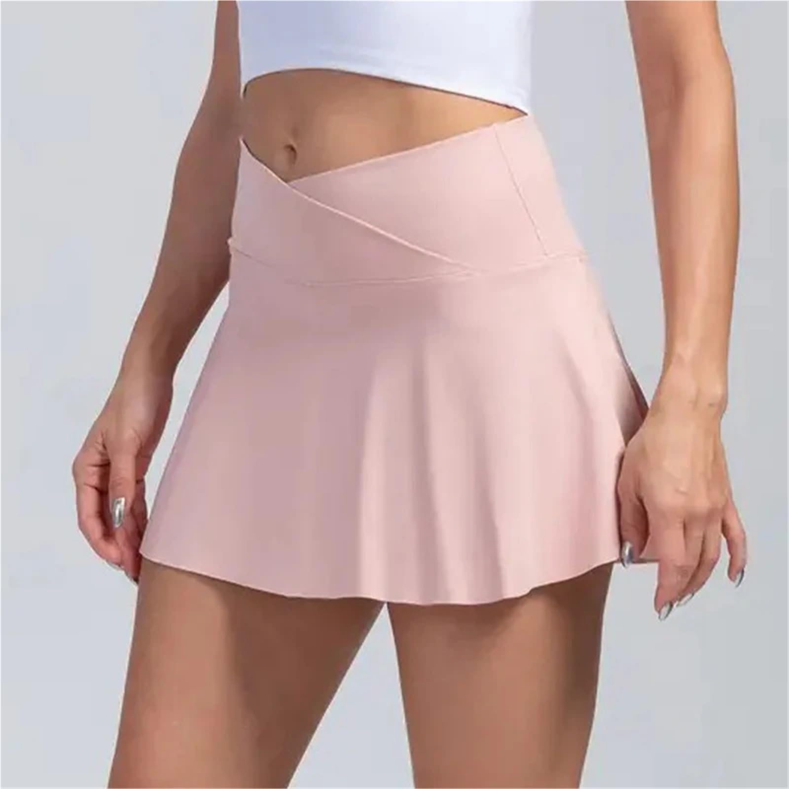 Damska plisowana spódnica do tenisa z kieszeniami i nylonem ze spandexu | Różowy SML XL XXL: Sport Tenis Bieganie Siłownia Na co dzień