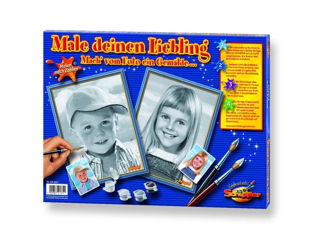 Schipper Malen nach Zahlen – Male deinen Liebling Schwarz-Weiß, individuelles Porträt als Malvorlage, eigenes Foto als Malvorlage, personalisiertes Malset, 30 x 40 cm, kreative Geschenkidee