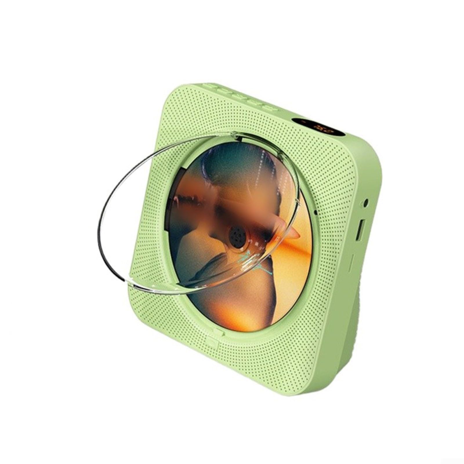 Reproductor de música de CD ligero con carga USB, capacidad de transmisión inalámbrica, disco portátil ABS para coche, oficina, al aire libre (verde)