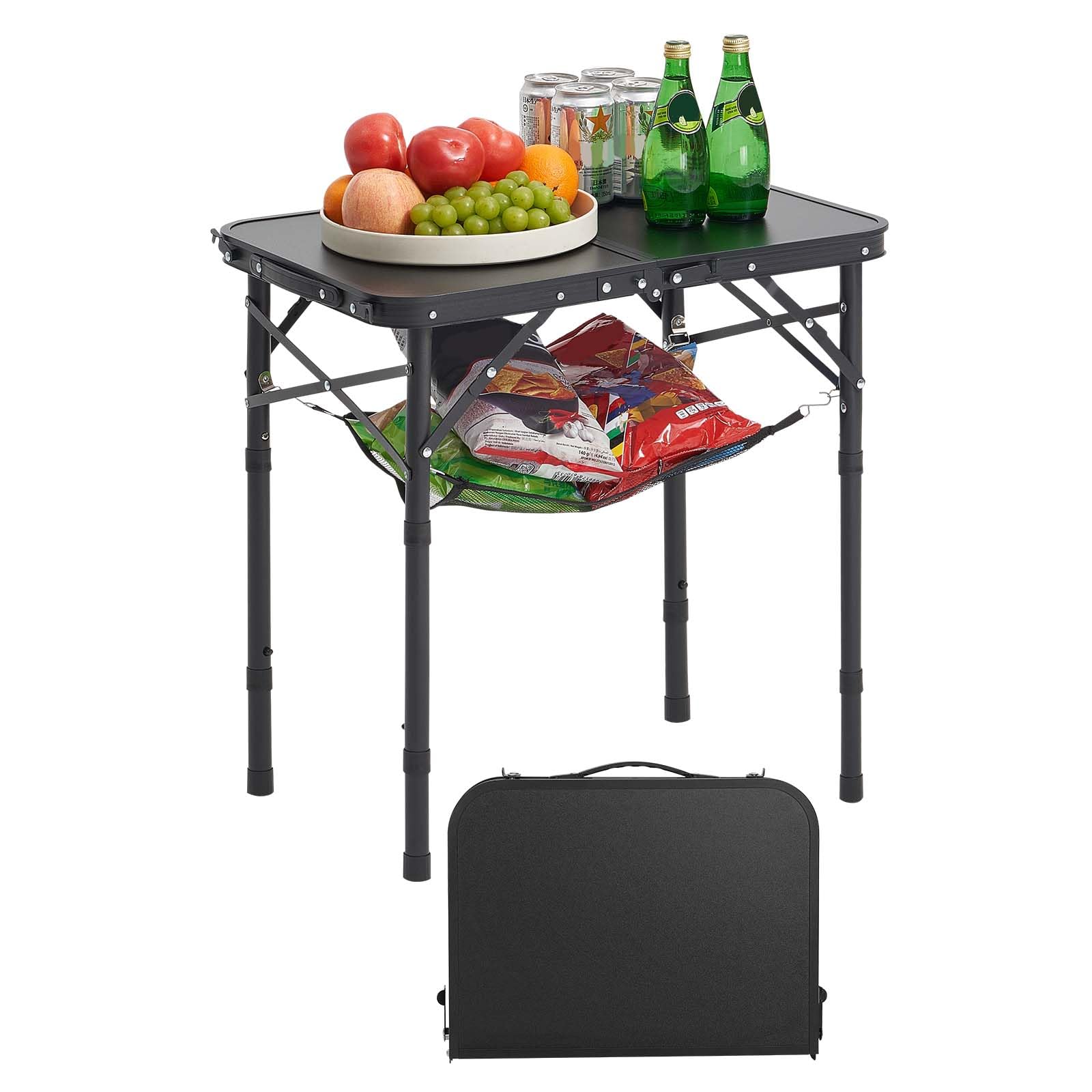 VEVOR Klapptisch: Tragbarer Allzwecktisch 60 x 40 cm, höhenverstellbar, Schwarz