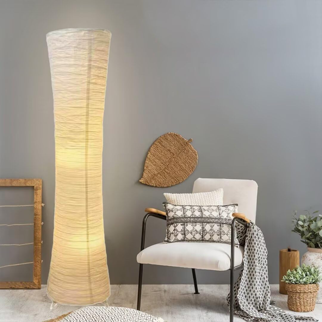 GUANSHAN White Paper Floor Lamp Minimalist Handmade Pleated Paper Bedside Standing Lamp Floor Lighting Decorative Floor Light Fixture for Bedroom, Living Room