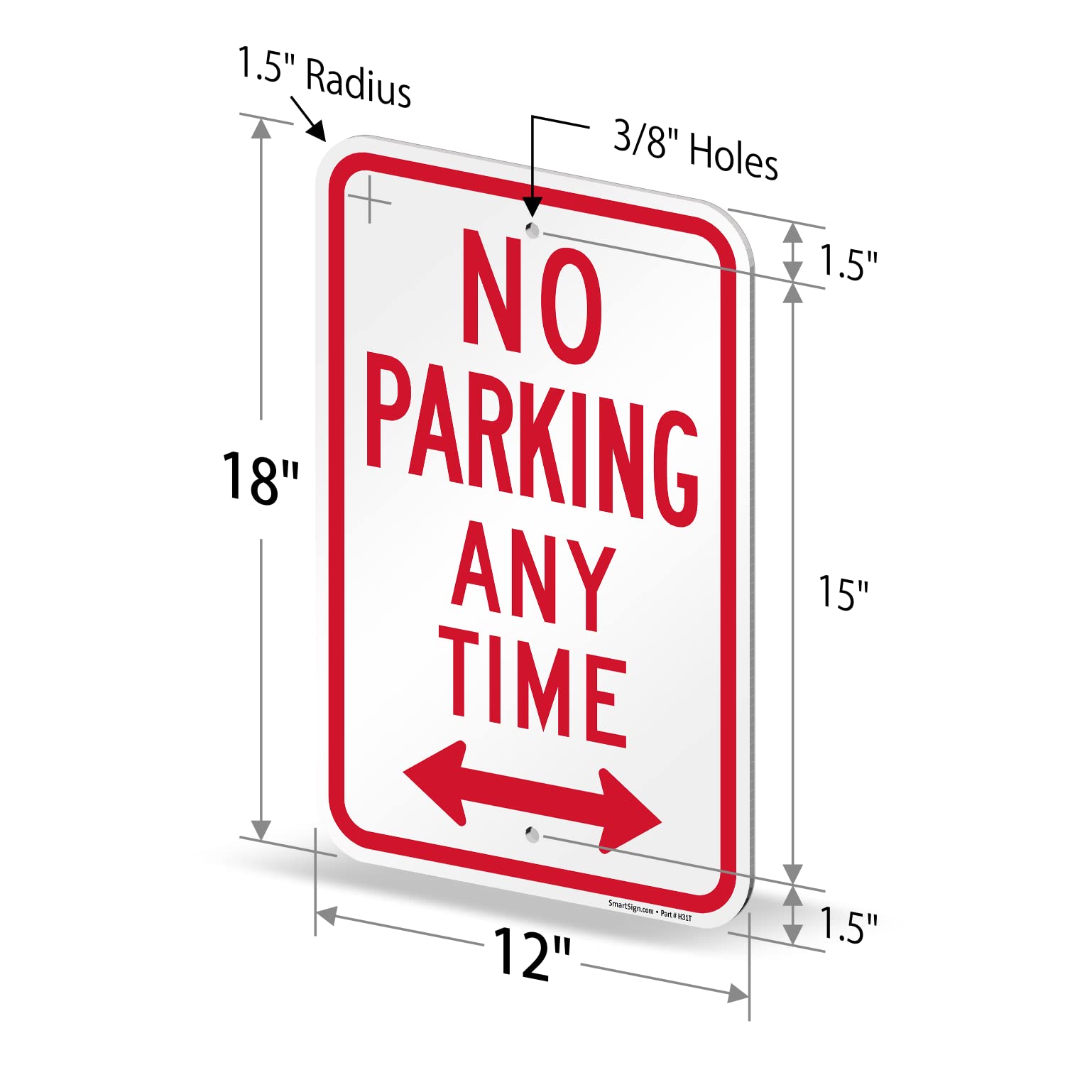 SmartSign Letrero de metal con flecha bidireccional, compuesto de aluminio de 120 mil (ACM), material reflectante de grado de ingeniero, rojo y blanco