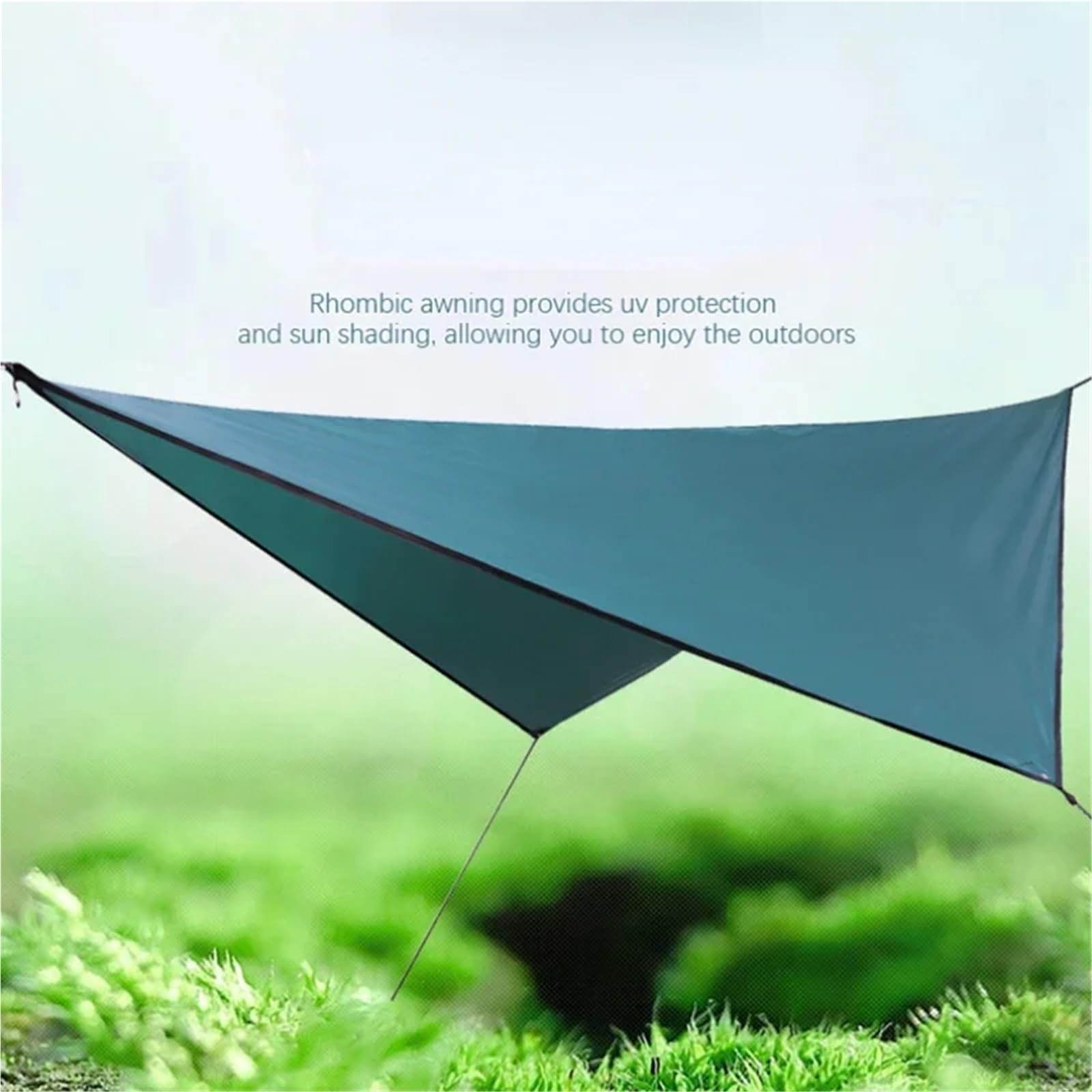 Bâche imperméable 350 x 280 cm - Tente de camping - Hamac - Anti-UV - Auvent de jardin - Pare-soleil ultra léger (kaki)