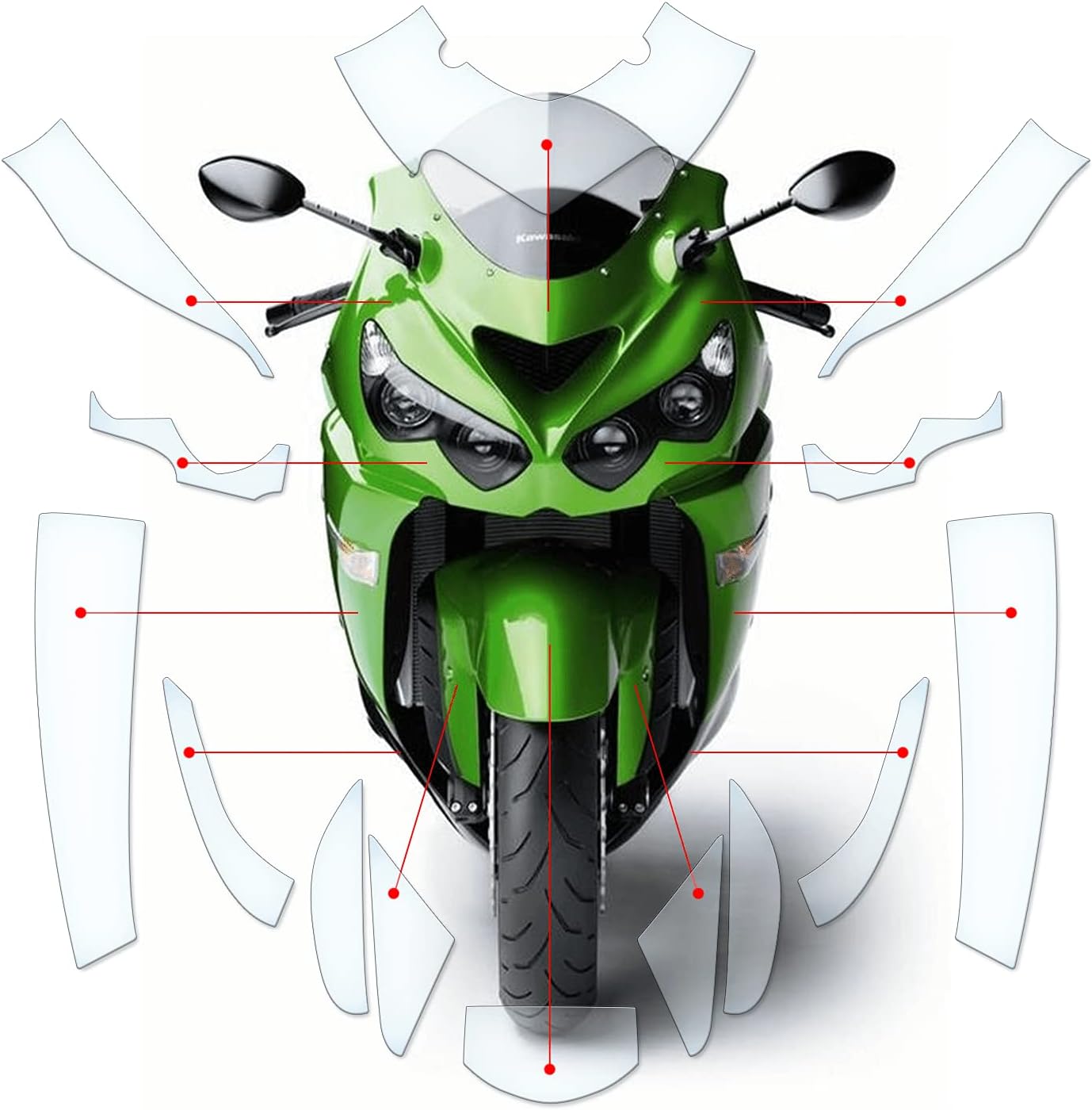 Stone chip Paint Protection Film Scratch Protection Transparent Suitable for Kawasaki ZZR1400 / ZX14R 2012-2019