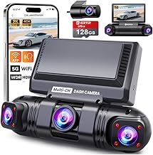 360° dashcam Auto, 4-Kanal Wireless 2K Dashcam, 2K+1080P*3 Auflösung, integriertes Wi-Fi & App, G-Sensor, 8 IR-Nachtsicht-LEDs, inkl. 64GB SD-Karte