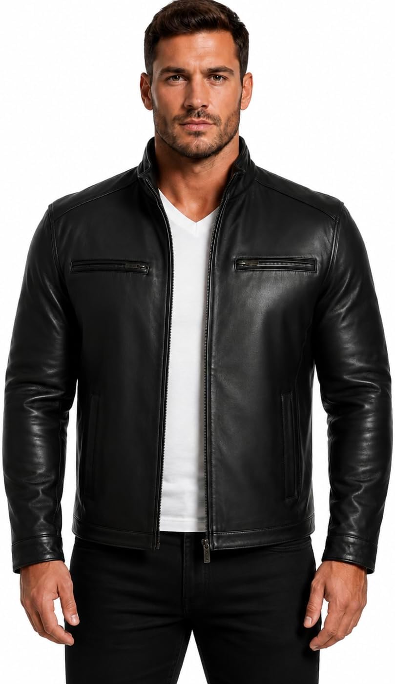 REED EST. 1950 Men's Big and Tall Soft Lambskin Leather Jacket