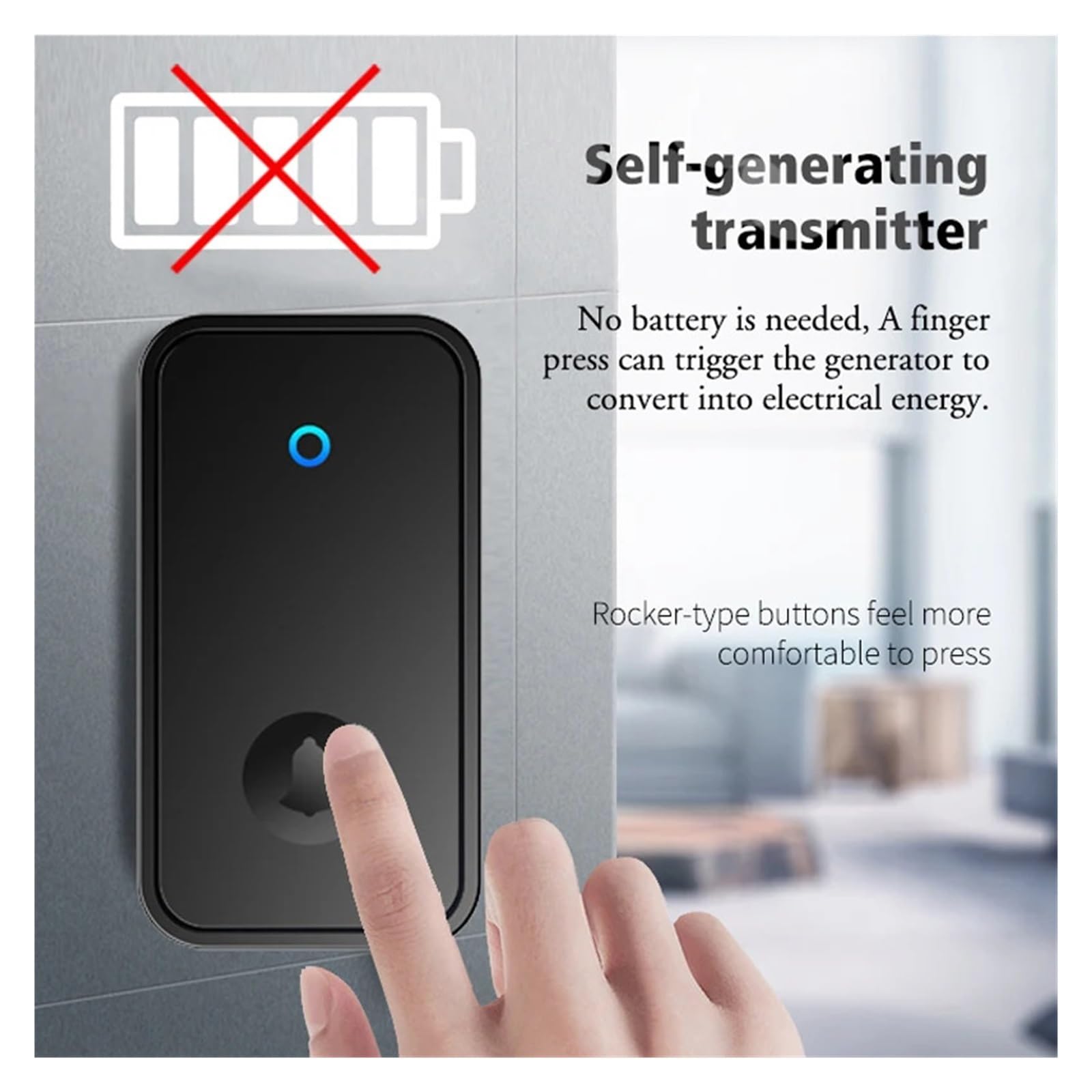 Sonnette sans fil auto-alimentée avec récepteur de carillon à distance