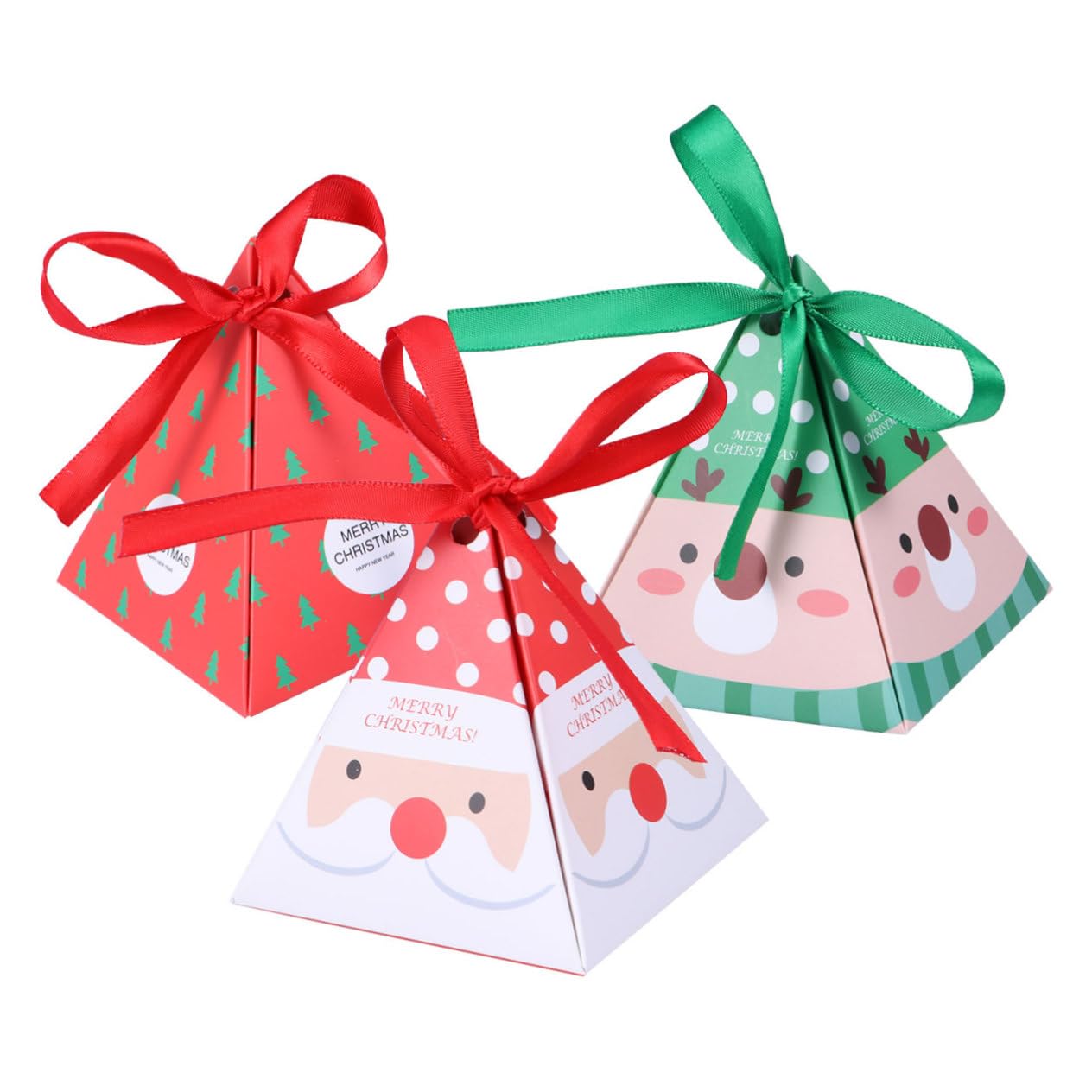 Abaodam 30 Pezzi Scatole di Carta Natalizie per Dolcetti Nastro, Design Classico Elegante, per Regali e Bomboniere a Tema Natale