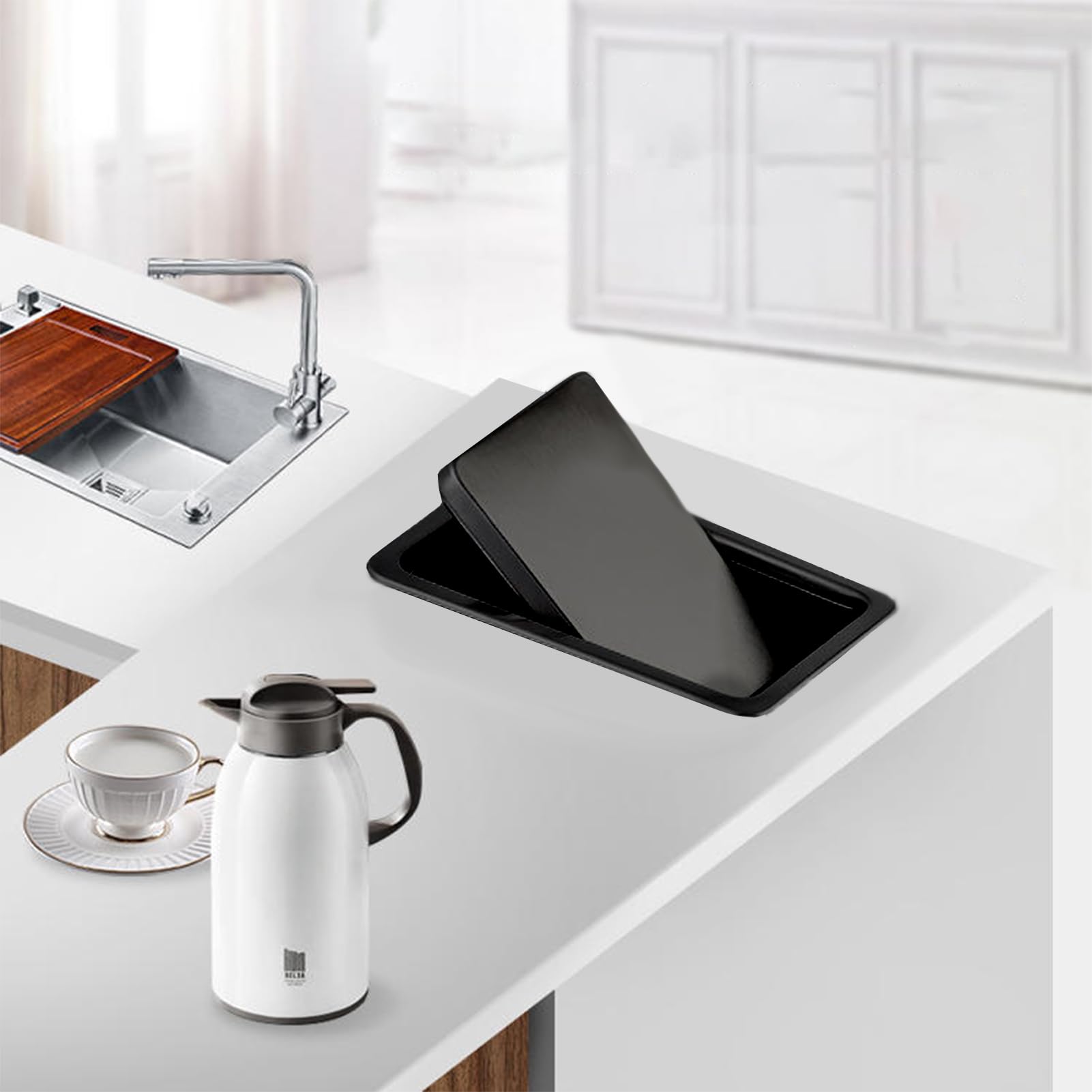 Edelstahl Mülleimerdeckel Für Arbeitsplatte - Versteckter Abfallschacht