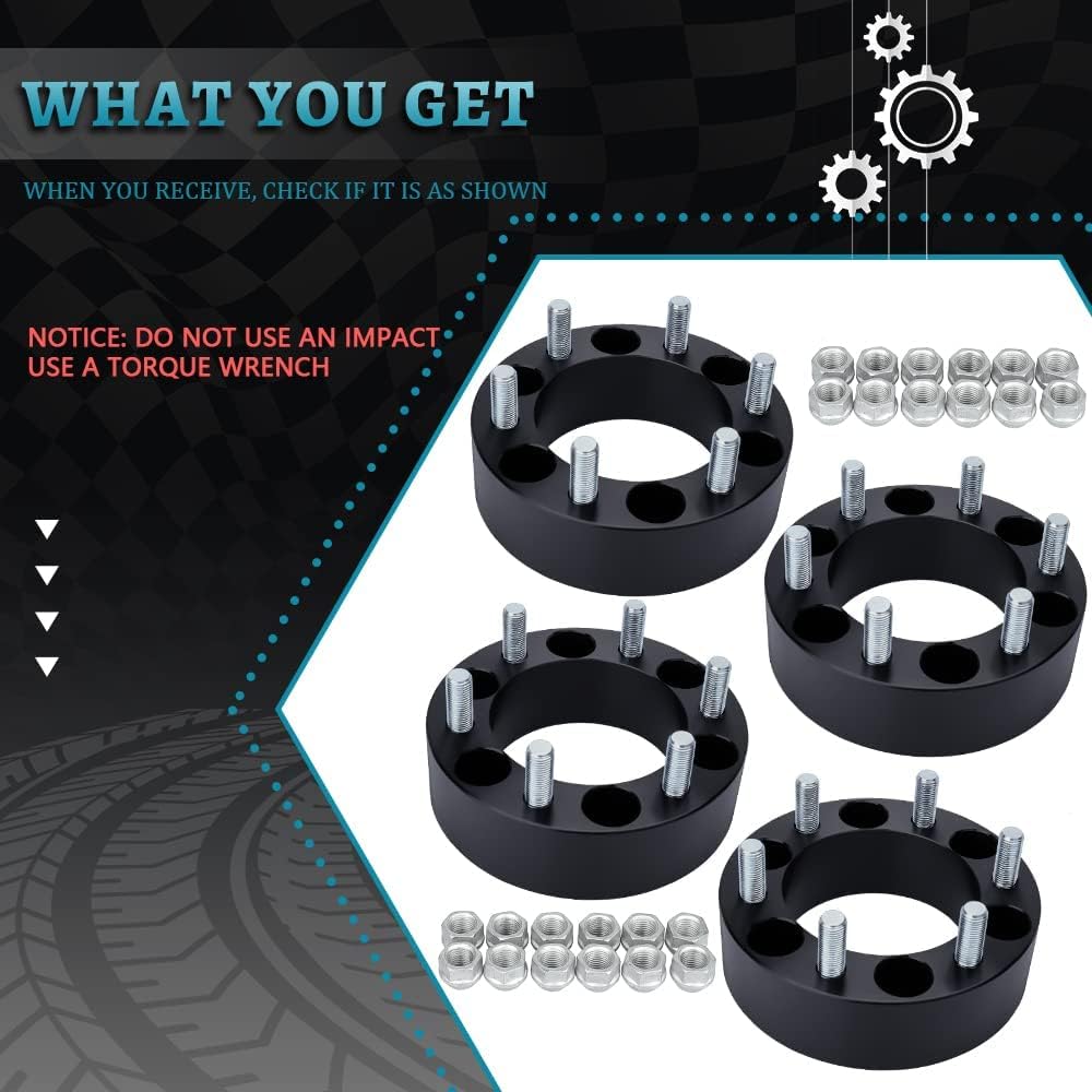IRONTEK 6x139.7mm Wheel Spacers fits for Chevrolet Tahoe/Silverado 1500/Express 1500, for Cadillac, for GMC 2 inch, M14x1.5 Studs, 108mm Hub Bore 6x5.5 to 6x5.5 Wheel Spacers Adapter 50mm 4PCS