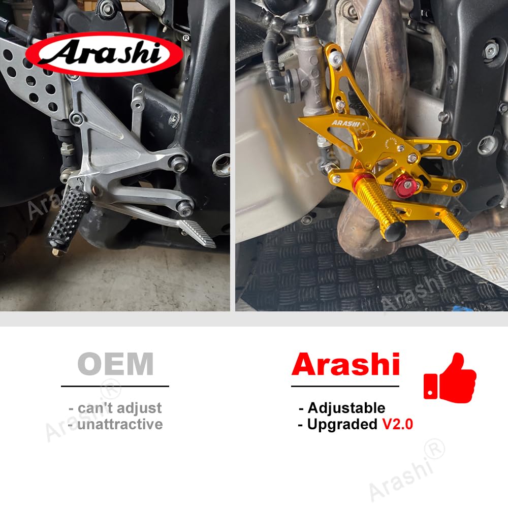(Version2.0) Einstellbare Fußrasten für CBR1000RR 2004-2007/CBR600RR 2006 2003-2005 Rückradsätze Zahnradsätze Zubehör CBR 1000 RR CBR 600 RR CBR 1000RR 600RR Schwarz