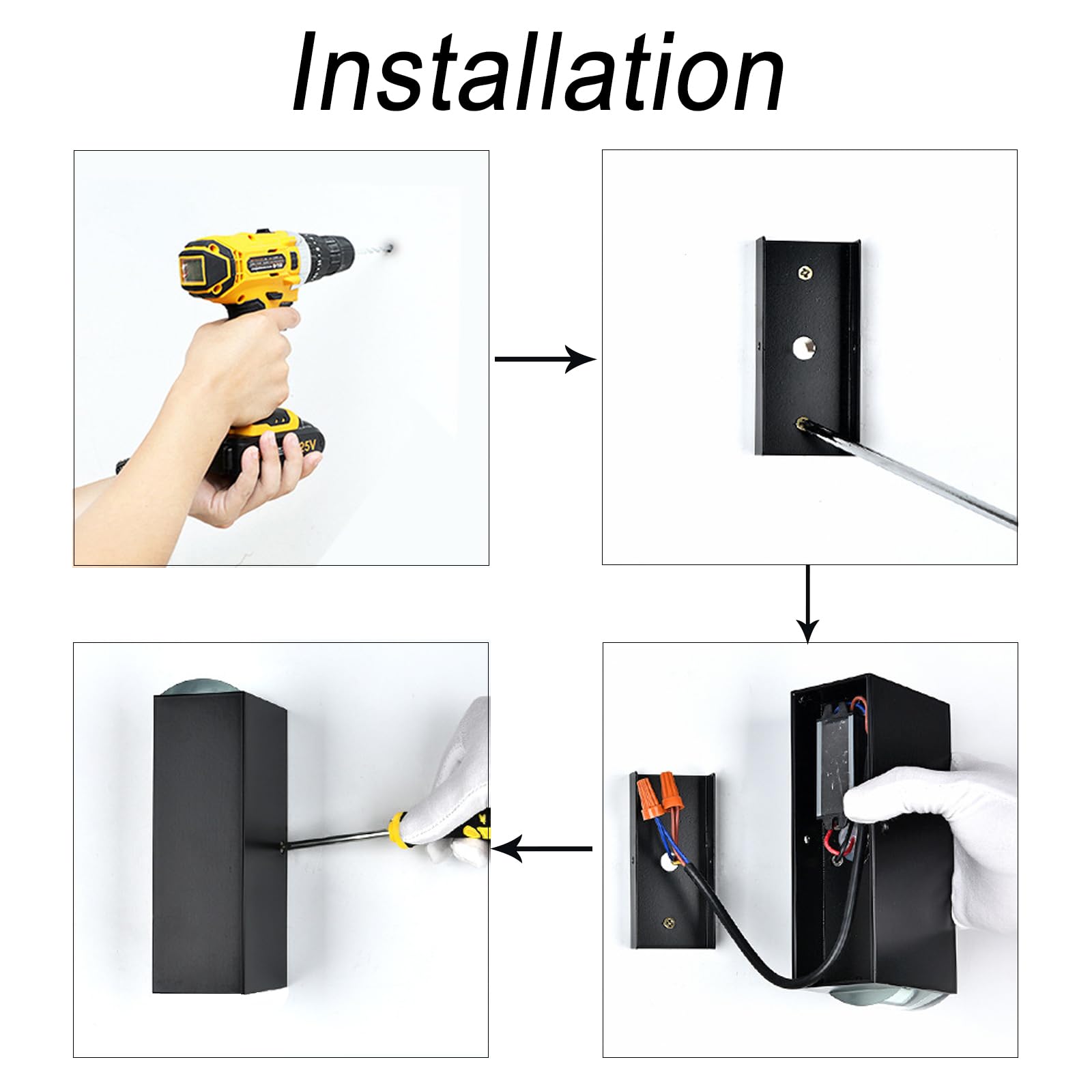 Außenlampen Wasserdicht IP65 Ausenbeleutung hauswand, Modern außenleuchten, Aluminium wandleuchte aussen, Up Down wandleuchte aussen, Schwarz aussenlampe, 20W Außenwandleuchten 3000K