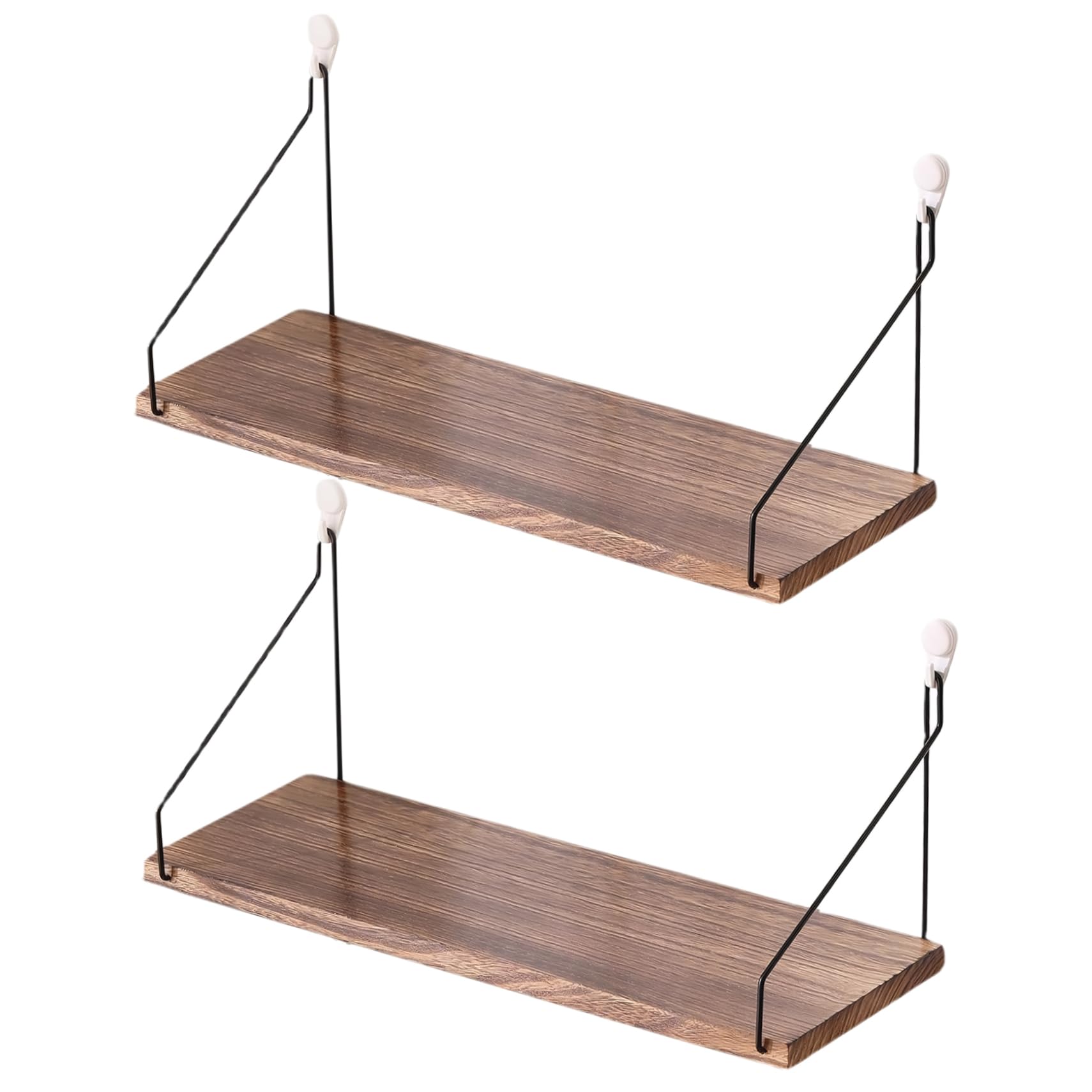Ngbbby Dark Brown 2Pcs 16X6'' Floating Shelves For Wall No Drilling, Wood Renter Friendly Shelves With Traceless Nails, Modern Minimalist For Bedroom Living Room