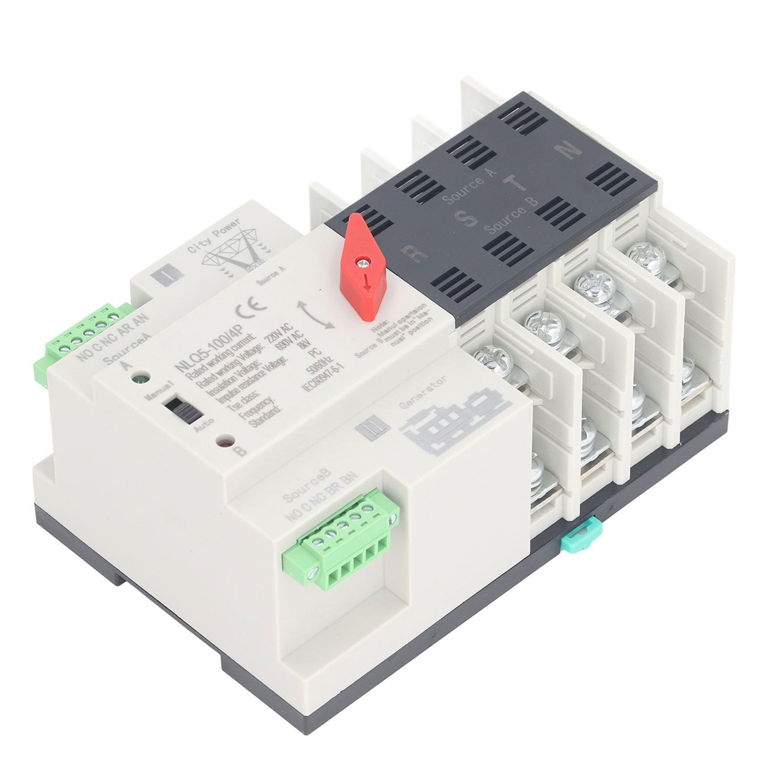 Sxhlseller Obudowa PC Automatyczny Przełącznik Zasilania o Podwójnej Mocy Przełącznik 4-biegunowy Generatora z Przełączaniem Milisekundowym dla Systemów 220 V AC 1 X Automatyczny Zasilania o (100A)