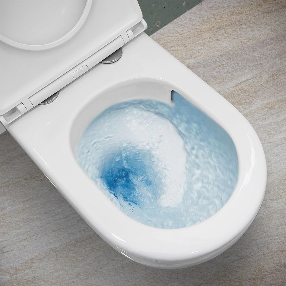Wc filomuro con risciacquo a vortice e copriwc soft-close, sistema di scarico universale a parete o a terra, serie TAO