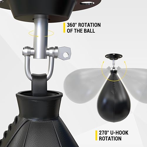 Miniatura 5 de WingeddreaM Bolsas de velocidad de boxeo, piel sintética, paquete de 2 bolsas de boxeo para colgar, Speedball, Dodge Striking Bag para boxeo, artes