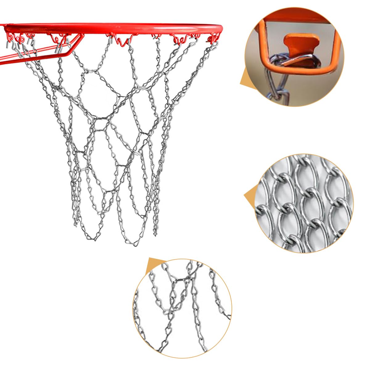 Riven Rete da basket, catena in acciaio di ricambio, 50 cm, in lega, per interni ed esterni, zincata, spessore 3 mm, resistente alla ruggine