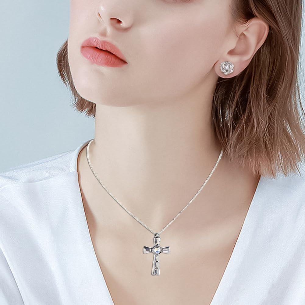 Beebeecraft 6Pcs 2 Colors 18K Gold Plated 304 Stainless Steel Cross Charms Dangle Metal Silver Crucifix 38x24mm Rhinestone Cross Charms with Hole for Jewelry Making Bracelets Necklaces Accessories - Image 5