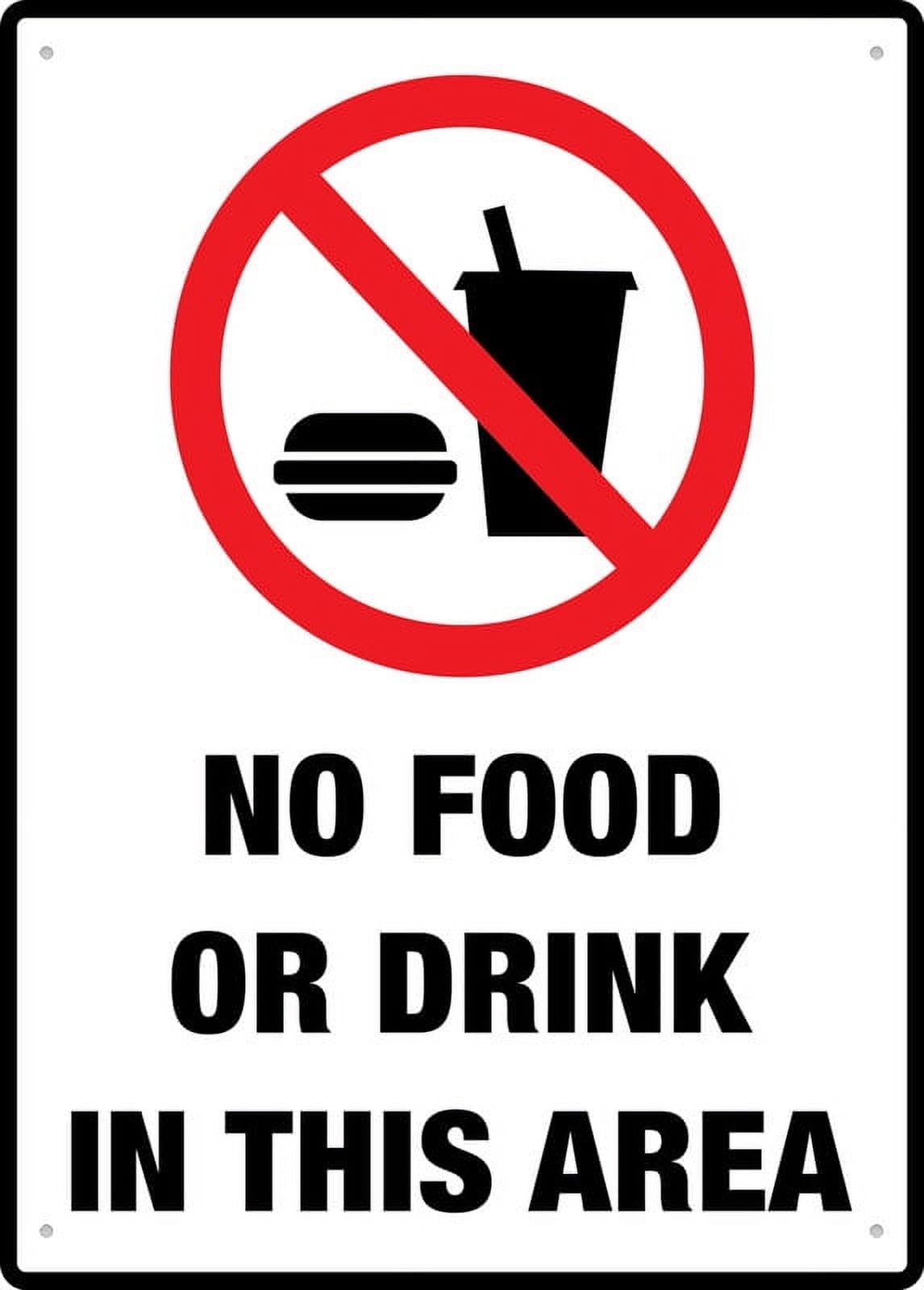 peiyeety No Food Or Drink In This Area Outdoor Metal Sign 8"x12" - for Business, Workplace, Office, Home, Garden (Excl. Irrelevant Delivery/Road Signs)