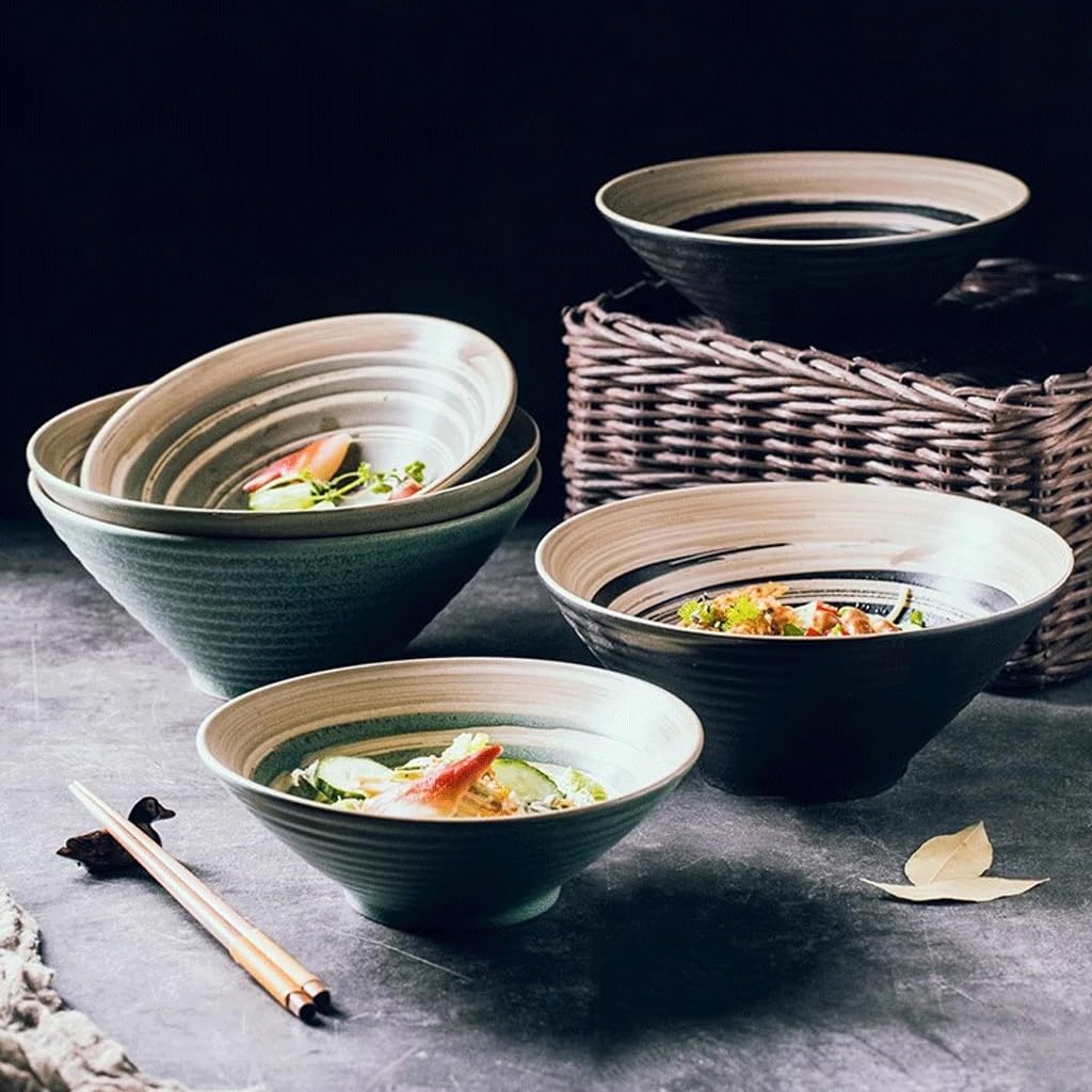 NEBE Ramen Bowl Cuenco De Ramen For Restaurante, Cuencos Y Platos Domésticos De Gran Tamaño, Vajilla, Cuenco De Cerámica, Tazón De Sopa De Fideos Y Carne Cuencos Sopa(1)