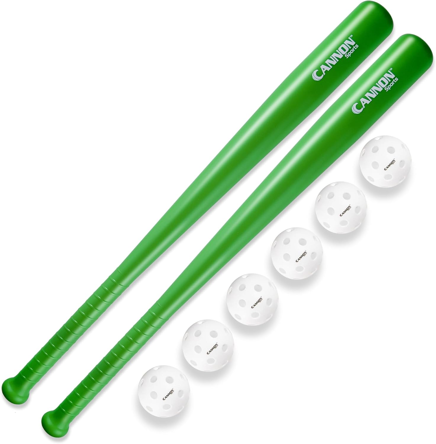 Cannon Sports Plastic Baseball Bat and Ball Set - 2 Plastic Bats (29.5-Inches) and 6 Plastic Baseballs (9-Inches)