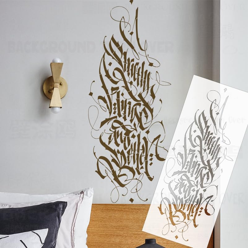 Plantillas grandes de pared para pintar salones y crear patrones caligráficos en casa