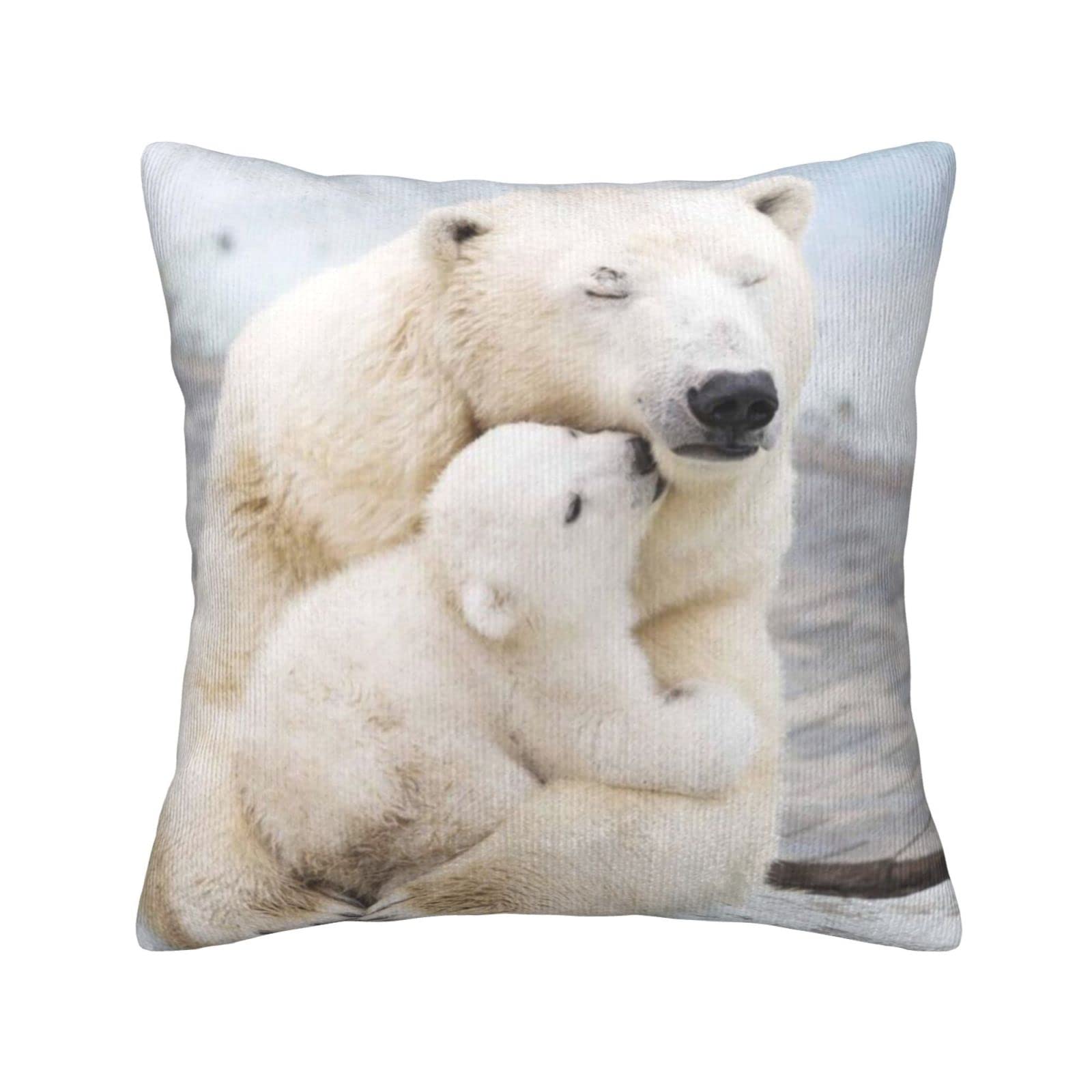 Housses de coussin salon 50x50 cm en velours côtelé ours polaire pour cocooner sur le canapé