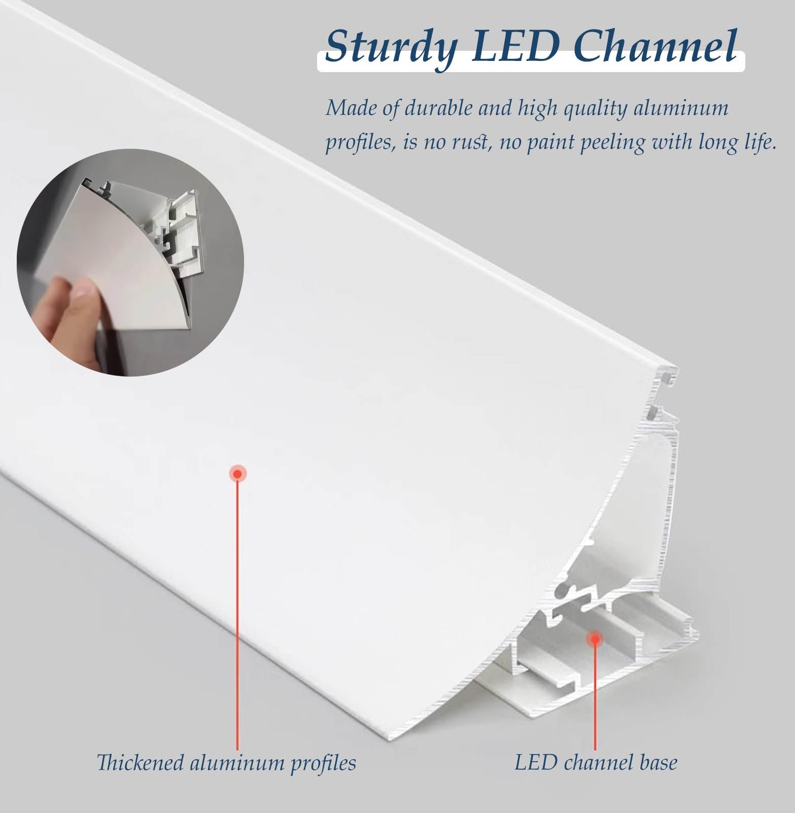Profili per Strisce Led Modanatura a Corona Battiscopa Canale per Led, Illuminazione Indiretta Home/Theater Canale Led Profilo, Diffusore Modanatura Luce Led Sostituzione Linea Gesso(11m/36ft)