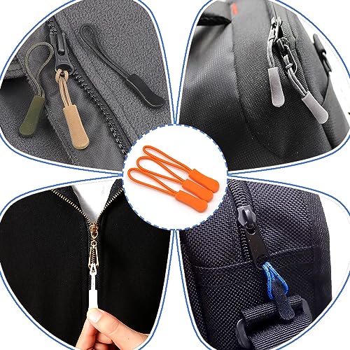 Ruidee 50 Pieces Zipper Pulls Zipper Tabs Zipper Pull Cord Extender Replacement Zipper Pulls for Backpacks, Jackets, Luggage, Purses, Handbags(Orange)