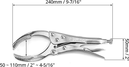Miniatura 6 de QWORK Alicates de llave de filtro de aceite con agarre de bloqueo, herramienta de llave de extracción de acero de aleación de 9 pulgadas, se adapta
