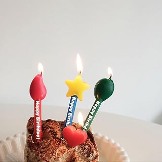Birthday Cake Candles Set, 3 PCS Star Balloon Flame Shaped, Kids Children Happy Birthday Candle Ornament, Party Supplies