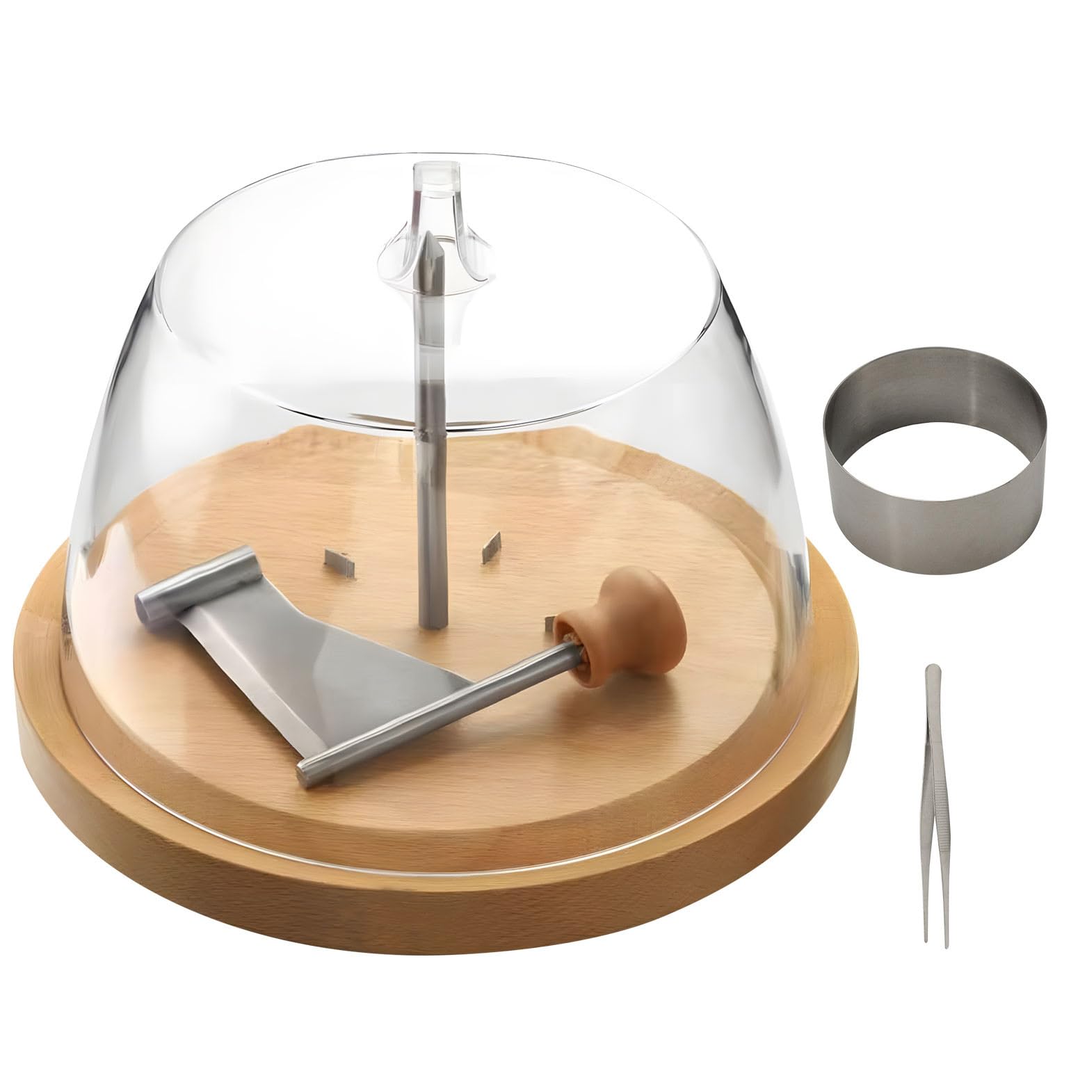 Rallador de Queso Giratorio con Soporte de Madera Antideslizante y Piezas extraíbles para Limpieza rápida, para Amantes del Queso y Chefs Expertos, Accesorio para Platos de Fiesta
