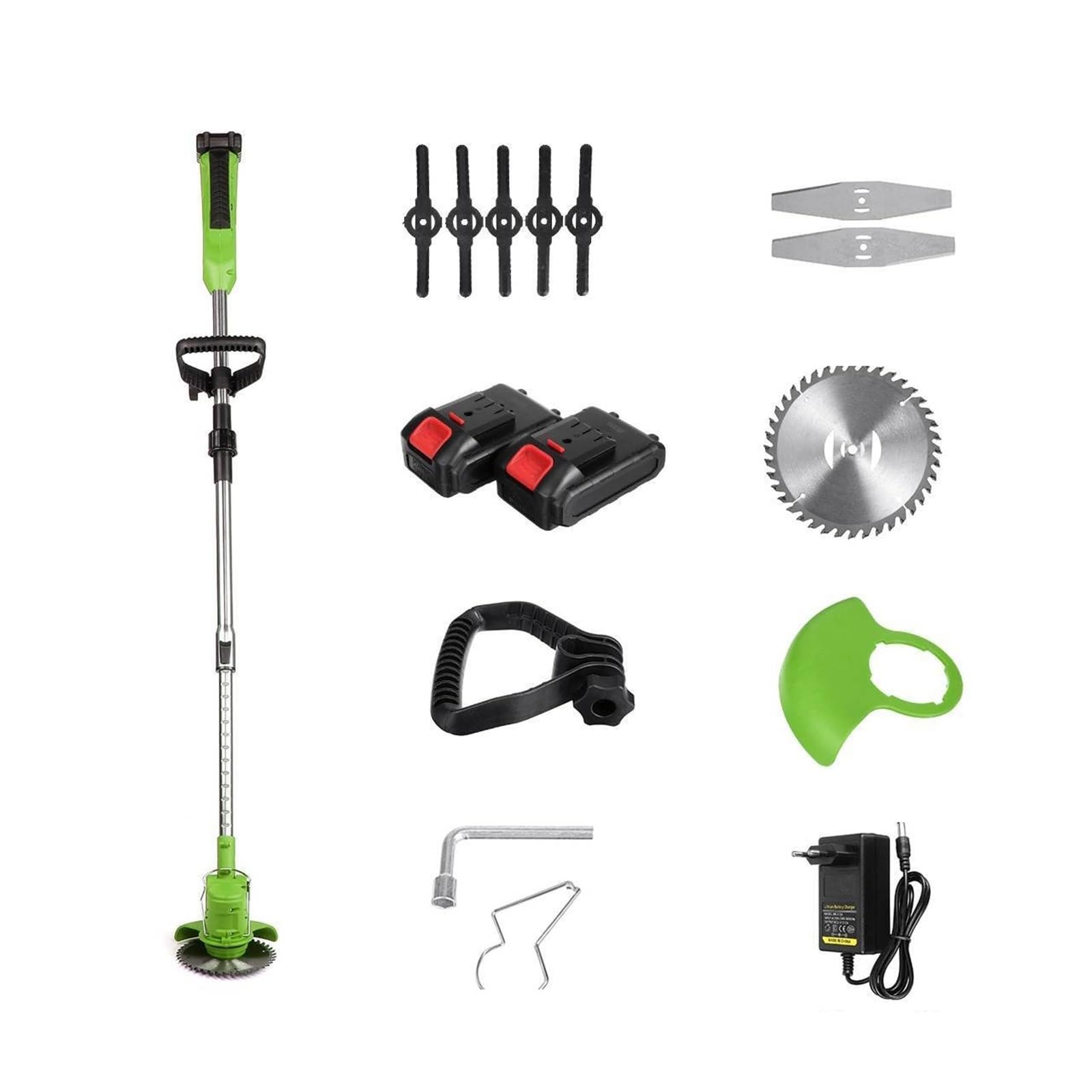 Cortacésped eléctrico inalámbrico de 35000RPM, 2000W, 88VF, cortacésped, Cepillo for Malas Hierbas, Cortador Ajustable de Longitud Plegable for jardín(Groen)