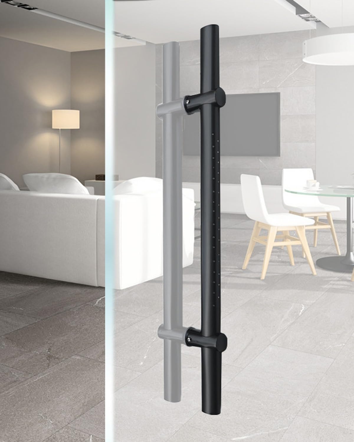 Poignée de porte double face en inox réglable pour sublimer une porte de grange coulissante