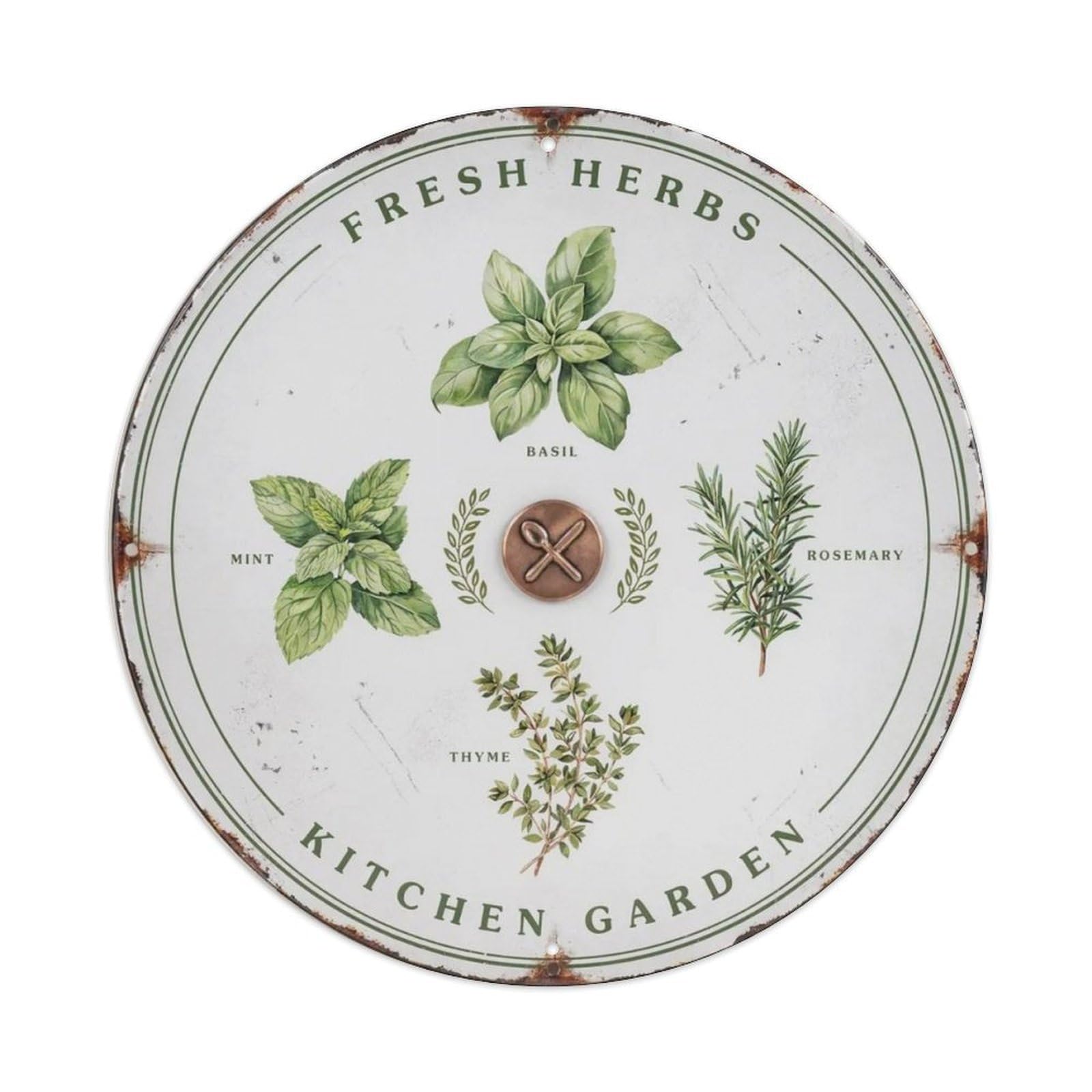 Kitchen Round Plant Sign Metal Tin Sign Plaque