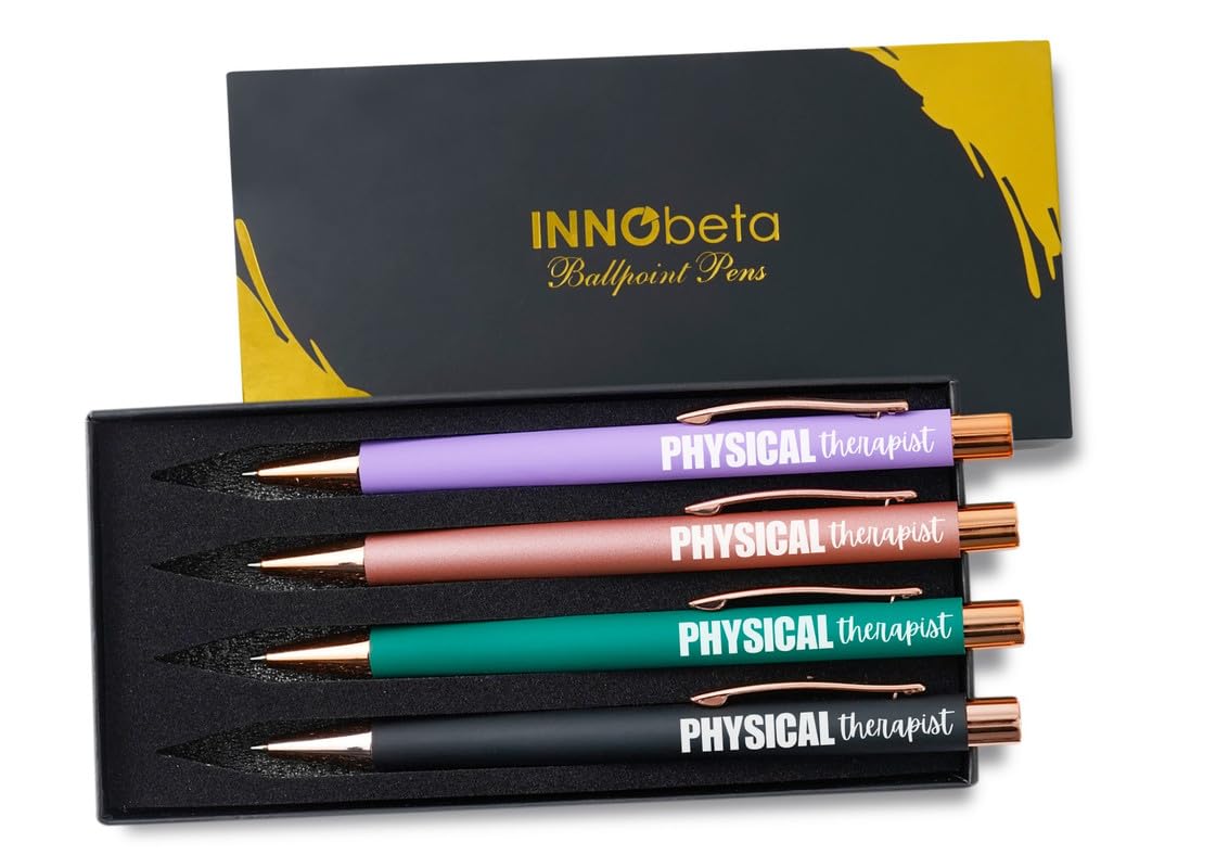 InnoBeta Physical Therapy Gifts for Women, Ballpoint Pen Set of 4, Perfect Physical Therapist Gifts Idea on Birthday and Christmas