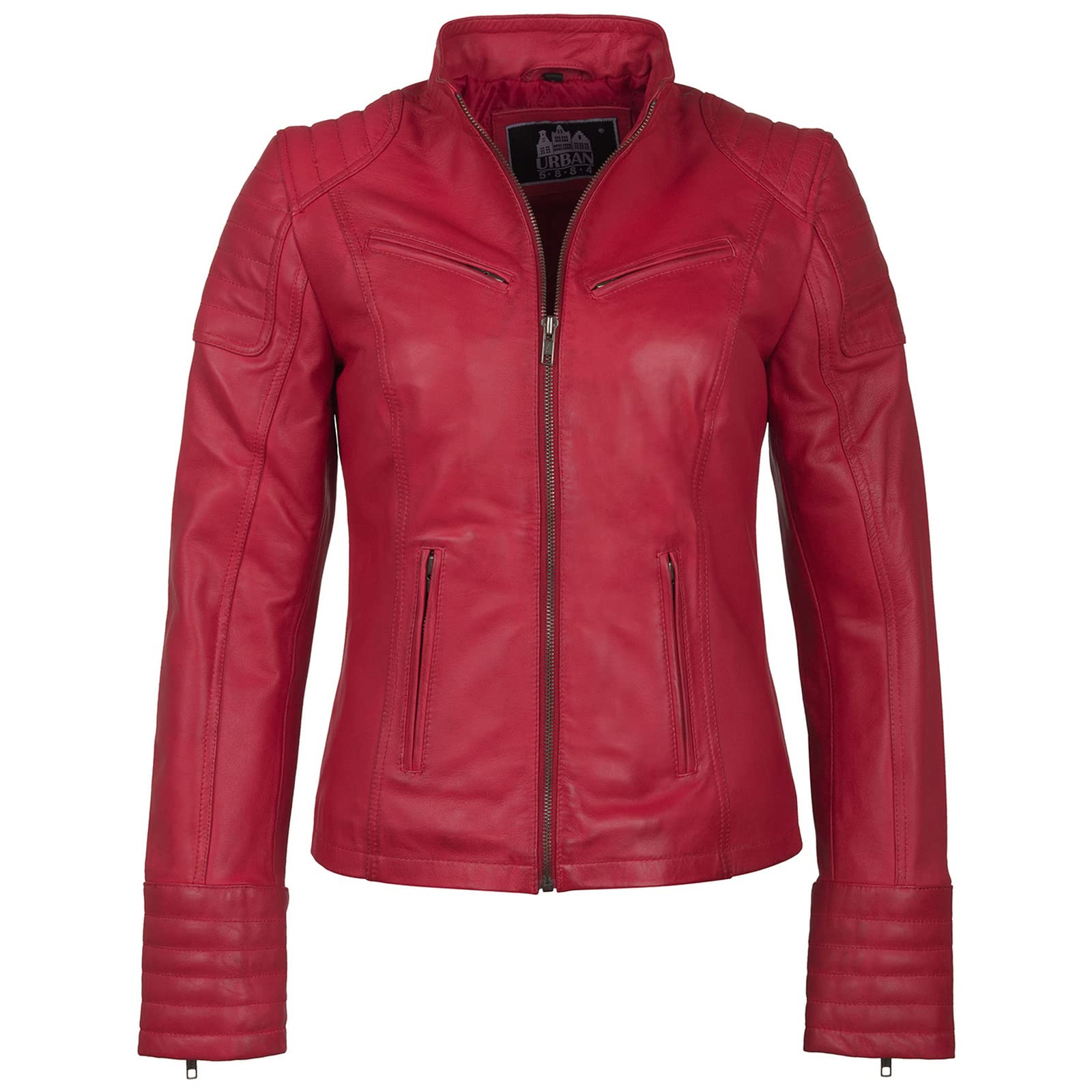 URBAN 5884 Damen Angelina Lederjacke, Jacke aus echtem Lammfell, Kurz und Enganliegend, Glattes und Weiches Leder