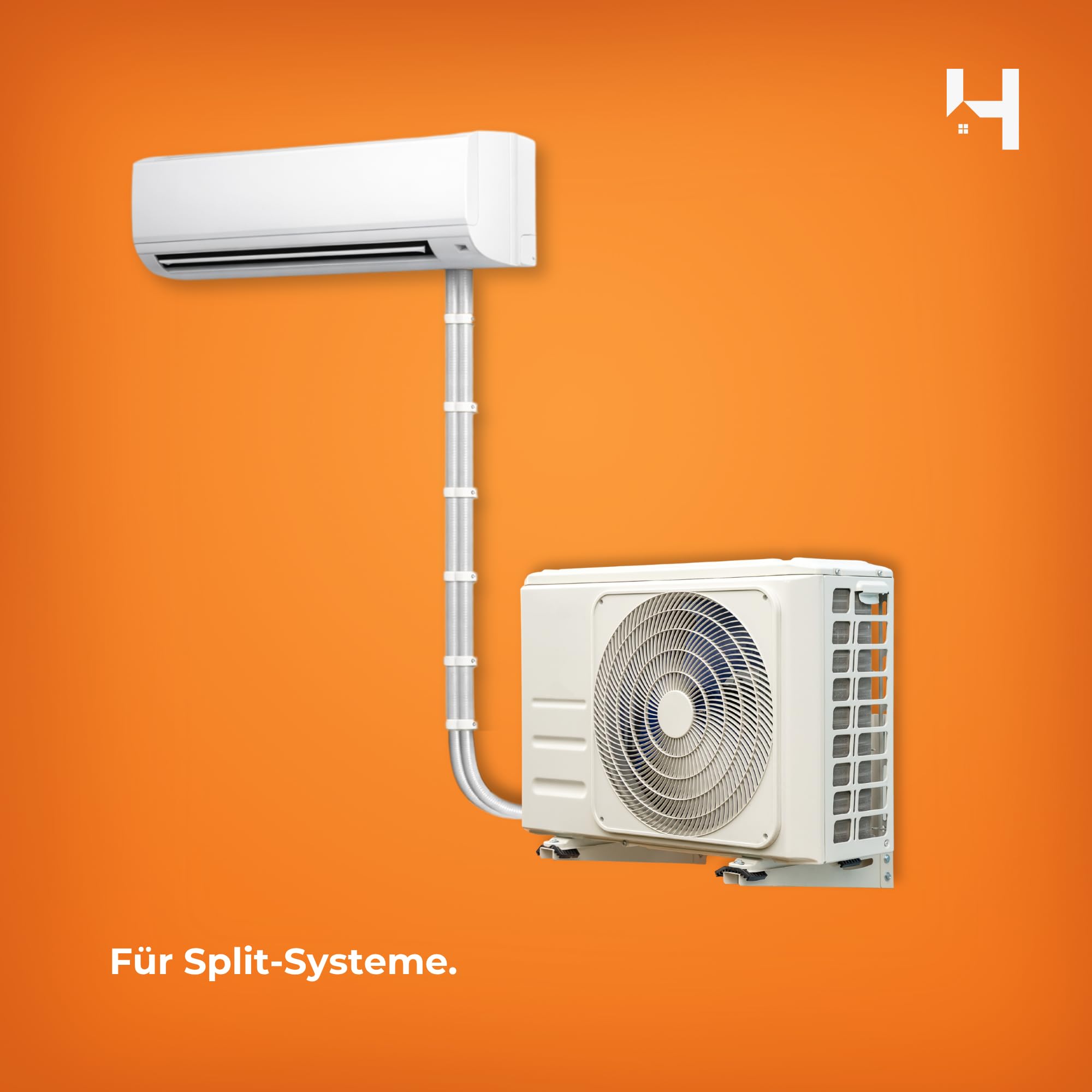 HausHeld® Doppelrohr Klimaanlage 1/4" x 3/8" – 6 m | Kupfer-Verbundrohr vorisoliert Split-System Kältemittelleitung R32/R410A/R407C | Wandstärke 1,0 mm | PE-Isolierung BL-s1,d0 | ohne Bördelung