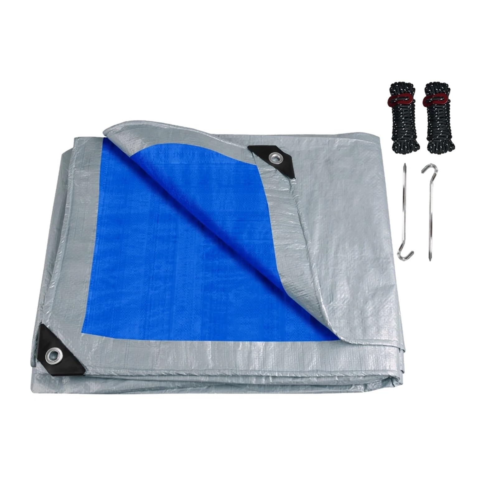Large PE Tarpaulin Waterproof Tarp Sheet Cover with Reinforced Grommets Rainproof Tarps for Pool Caravan Garden Furniture Covers(Blue Kits,3x3M)