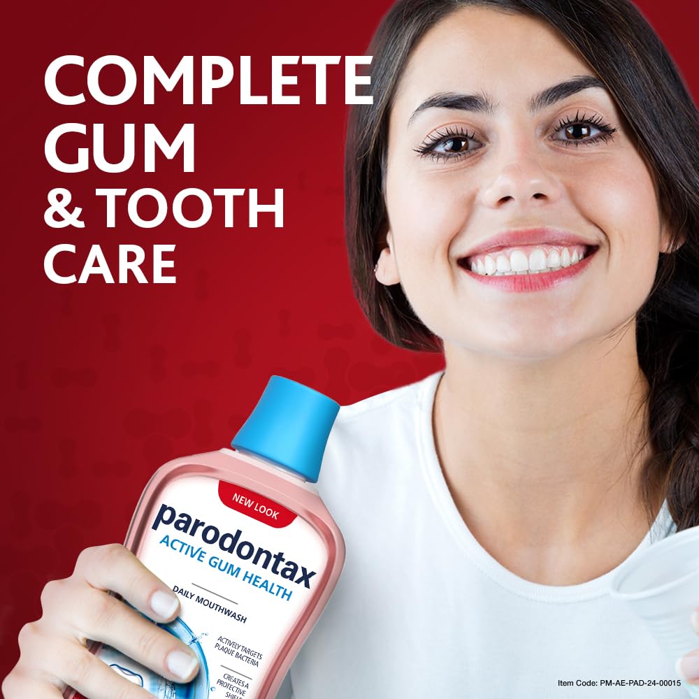 Parodontax Daily Gum Care Extra Fresh Mouthwash 500ml Value Size – Alcohol-Free Daily Mouthwash for Gum Health & Fresh Breath, Helps Reduce Plaque, Family Value Bottle