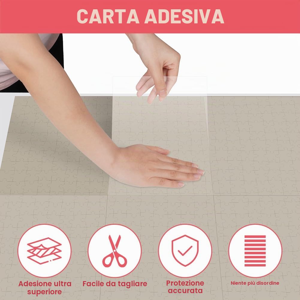 Ainiv 32 Fogli Colla per Puzzle Bifacciale Colla, Puzzle Carta Adesiva, Fogli Adesivi Puzzle Pellicola Autoadesiva, Conservano Puzzle da 4 × 1000pz, per Fissare e Proteggere i Puzzle ( 26*19cm)