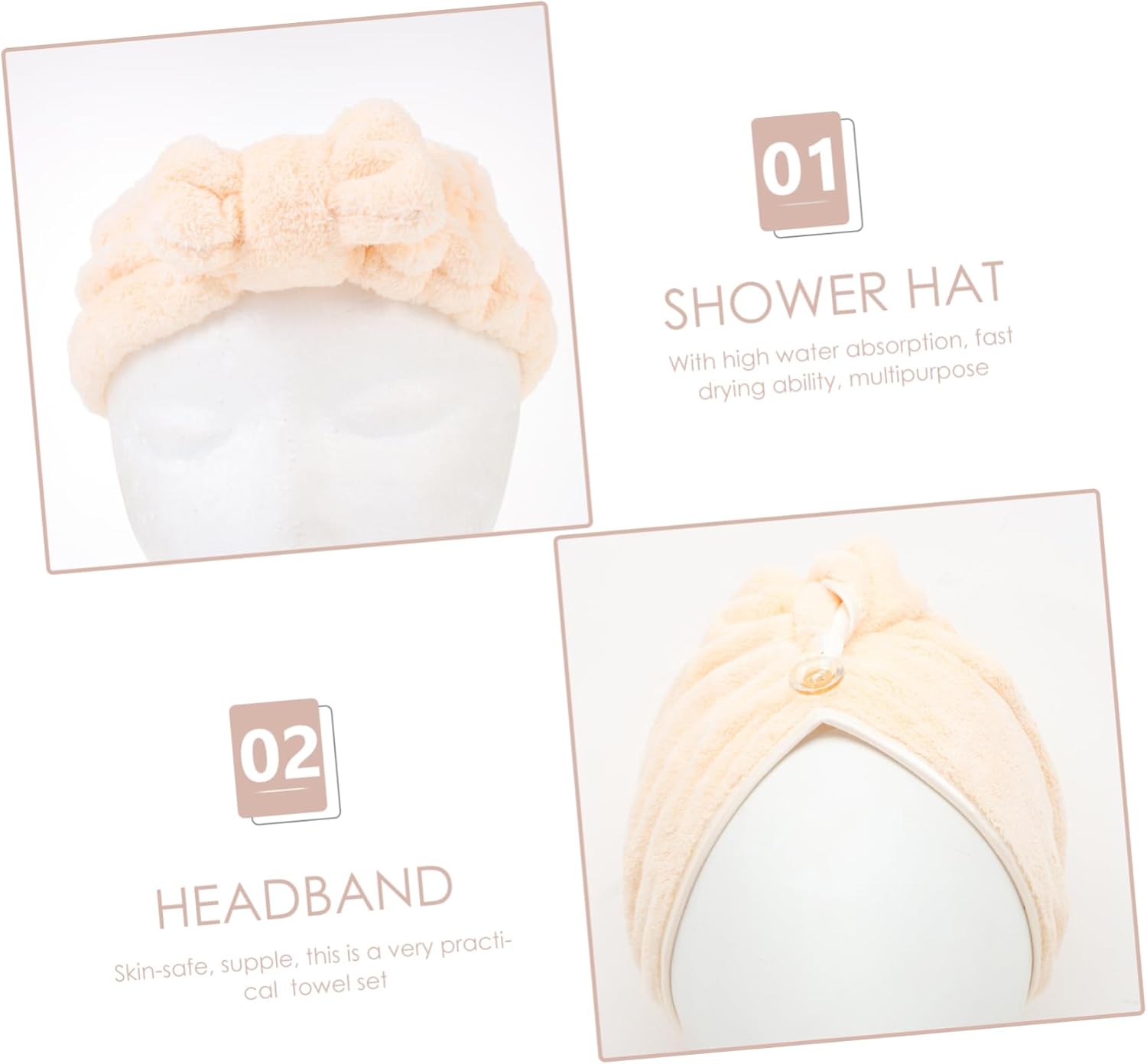 Cabilock Wearable Bath Towel Set for Women Soft Spa Towel Wrap with Shower Hat and Headband Comfortable Elastic Fit Breathable and Easy Clean Bathrobe Alternative for Home and Salon Use