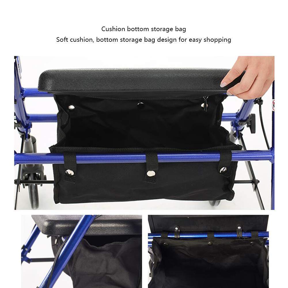 Składany Rollator Rollator Chodziki Chodzik, Chodzik Na Kółkach Z Siedziskiem Składany Krzesło Transportowe Dla Dorosłych Seniorów Starszych Na Zewnątrz