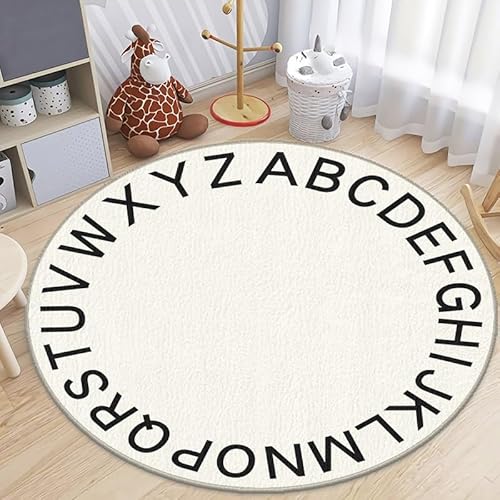 ット カーペット 洗えるラグ ラウンド ソフトでふわふわ エリアラグ アルファベット ふわふわ 滑らかな室内装飾 リビングルーム用カーペット (サイズ: 80X80CM) ラグ カーペット(Beige,80*80CM)