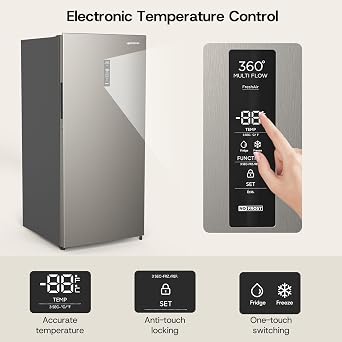 Upstreman 14.0 Cu.Ft. Upright Freezer, Convertible Freezer Fridge with Smart Electronic Control, Frost Free, Energy Star, Quiet Operation, Stand Up Freezer for Homes, Office, Garage-UF14