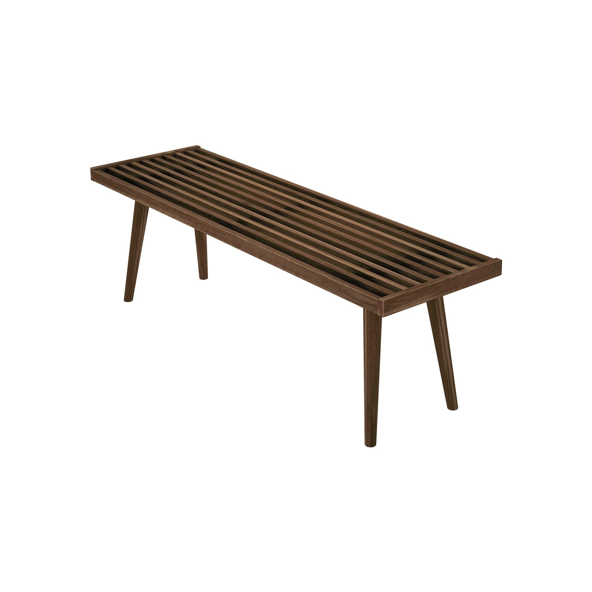 Plank+Beam Rectangular Entryway Bench, Mid-Century Modern, 56.25", Walnut | Metal-On-Metal Bolt Connections, Exceptional Craftsmanship, Beautiful Finishes, Supportive Design, Solid Wood
